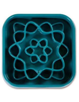 Messy Mutts Dog Slow Feeder Square Blue 8 Cup