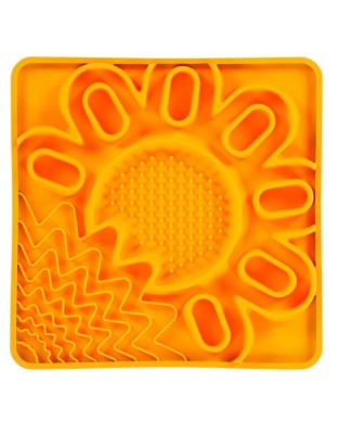 Messy Mutts Dog Cat Framed Silicone Interactive Multi Surface Mat 10In X 10In Orange