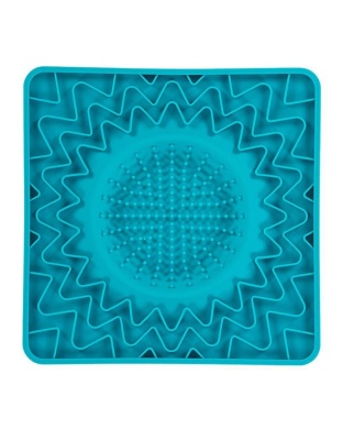Messy Mutts Dog Cat Framed Silicone Interactive Licking Bowl Mat 10In X 10In Blue
