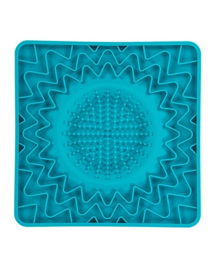 Messy Mutts Dog Cat Framed Silicone Interactive Licking Bowl Mat 10In X 10In Blue