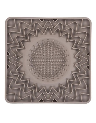 Messy Mutts Dog Cat Framed Silicone Interactive Licking Bowl Mat 10In X 10In Grey
