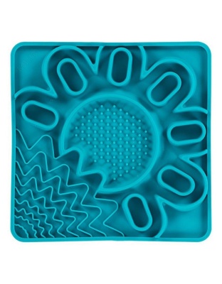 Messy Mutts Dog Cat Framed Silicone Interactive Multi Surface Mat 10In X 10In Blue