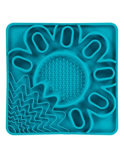 Messy Mutts Dog Cat Framed Silicone Interactive Multi Surface Mat 10In X 10In Blue