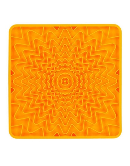 Messy Mutts Dog Framed Silicone Interactive Licking Mat 10In X 10In Orange