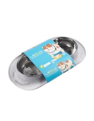 Messy Mutts Dog Double Feeder Marble 3 Cup