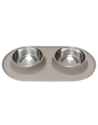 Messy Mutts Double Feeder Grey 1.5 Cup