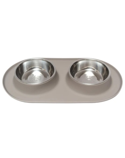 Messy Mutts Double Feeder Grey 1.5 Cup