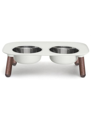 Messy Mutts Dog Double Feeder Elevated Limited Edition Grey