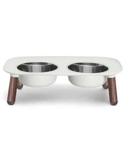 Messy Mutts Dog Double Feeder Elevated Limited Edition Grey