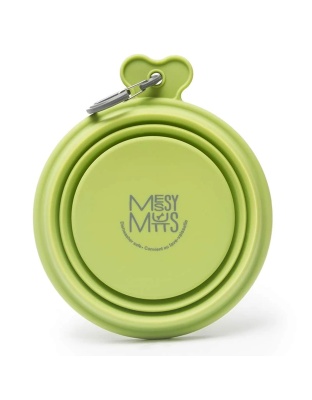 Messy Mutts Dog Collapsible Bowl Green 1.5 Cup