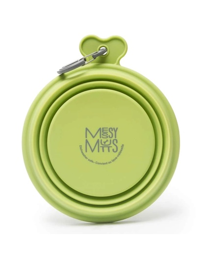 Messy Mutts Dog Collapsible Bowl Green 1.5 Cup