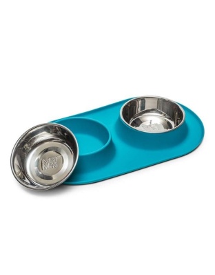 Messy Mutts Dog Double Feeder Blue 3 Cup