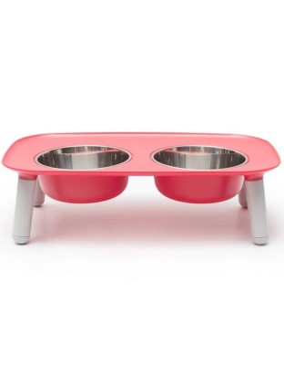 Messy Mutts Dog Double Feeder Elevated Red