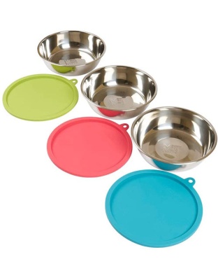 Messy Mutts Dog Bowl and Lid Set 3 Cup 6 Pack