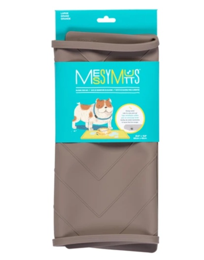 Messy Mutts Dog Silicone Mat Metal Rods Grey Large