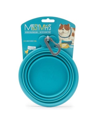 Messy Mutts Dog Collapsible Bowl Blue 3 Cup