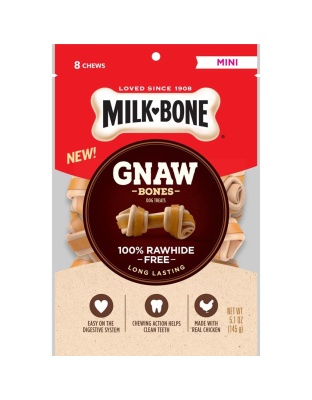 Milk-Bone Gnaw Bones Knotted Bones Dog Treats Chicken 1ea/5.1 oz, 8 ct, Mini