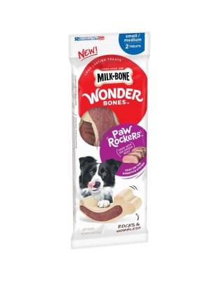 Milk-Bone Wonder Bones Paw Rockers Dog Treats Beef 1ea/6.2 oz, 2 ct, SM/MD