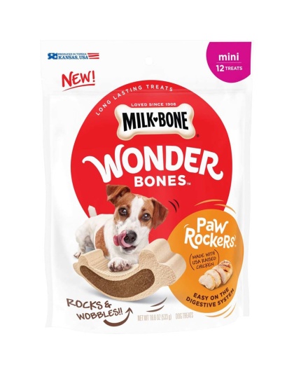 Milk-Bone Wonder Bones Paw Rockers Dog Treats Chicken 1ea/18.8 oz, 12 ct, Mini