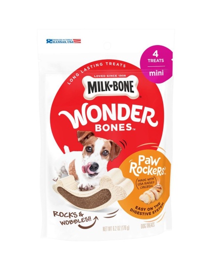 Milk-Bone Wonder Bones Paw Rockers Dog Treats Chicken 1ea/6.2 oz, 4 ct, Mini