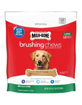 Milk-Bone Brushing Chews Dog Treat Original 1ea/LG, 50+Lb, 18 ct