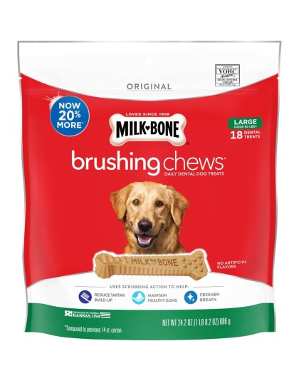 Milk-Bone Brushing Chews Dog Treat Original 1ea/LG, 50+Lb, 18 ct