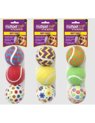 Multipet Tennis Ball 3Pack (Assorted)