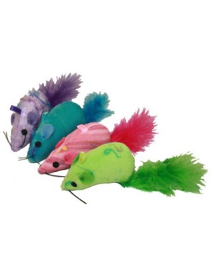 Multipet Yarn Mouse W/ Feather Tail 3Inch 75 Pc.