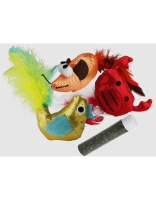 Multipet Crab/Fish/Mouse Refillable Cat Toy with Catnip Tube Assorted 5 in