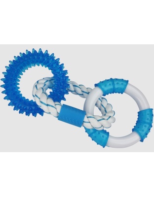 Multipet Canine Clean Peppermint With 3 Rings - 2 TPR And 1 Rope Dog Toy Blue, White 1ea/11 in