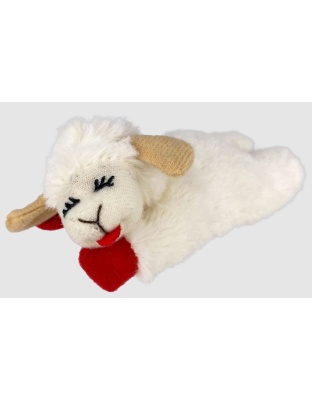 Multipet Lamb Chop Catnip Toy White-Red 4in SM