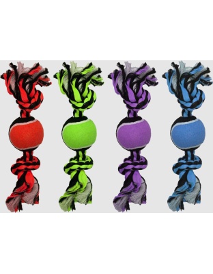 Multipet Nuts for Knots 2-Knot Rope with Tennis Ball Assorted 1ea/10 in