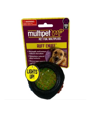 Multipet Ruff Enuff TPR Dental Diamond Ball w/LED Light Dog Toy Multi-Color 1ea/3 in