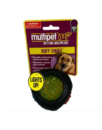Multipet Ruff Enuff TPR Dental Diamond Ball w/LED Light Dog Toy Multi-Color 1ea/3 in