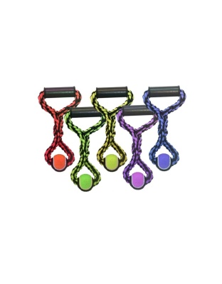 Multipet Nuts for Knots Rope Tug Dog Toy With Tennis Ball Assorted 1ea/14 in, SM