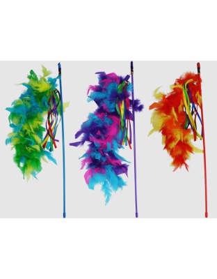 Multipet Cat Teaser Danglers with Feathers (Assorted) 20 inch