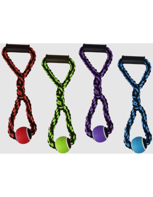 Multipet Nuts for Knots Rope Tug Dog Toy With Tennis Ball Assorted 1ea/20 in, LG