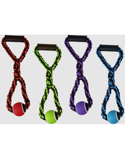 Multipet Nuts for Knots Rope Tug Dog Toy With Tennis Ball Assorted 1ea/20 in, LG