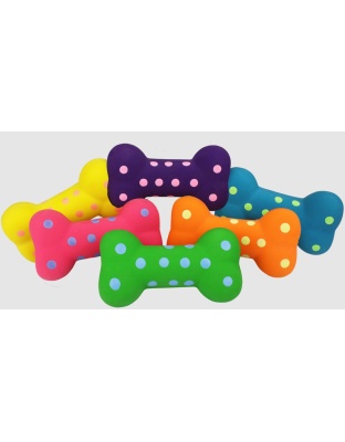 Multipet Polka-Dot Latex Bones Dog Toy Assorted 1ea/4 in
