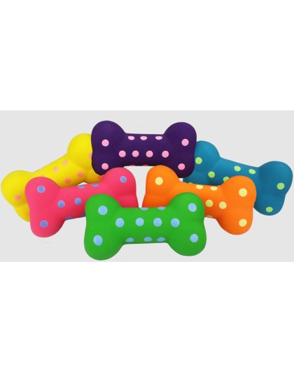Multipet Polka-Dot Latex Bones Dog Toy Assorted 1ea/4 in