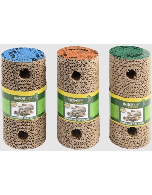 Multipet Cat Scratch Roller Catnip Toy Assorted 7.5 in