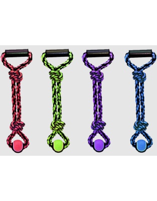 Multipet Nuts for Knots 2-Knot Rope Tug Dog Toy With Tennis Ball Assorted 1ea/20 in