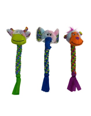 Multipet Pet Envy Braided Rope Animals Assorted 1ea/15 in