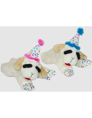 Multipet Lamb Chop w/Birthday Hat Dog Toy 1ea/10.5 in