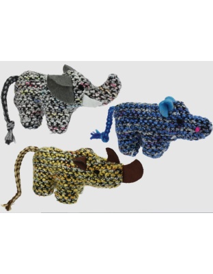Multipet Berber Animal Cat Toy Assortment Blue; Grey; Green 7in