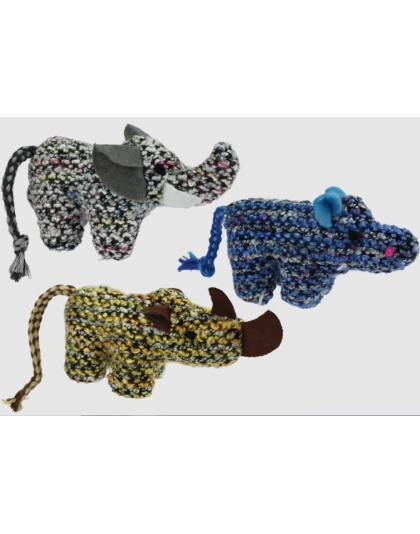 Multipet Berber Animal Cat Toy Assortment Blue; Grey; Green 7in