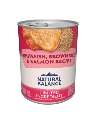Natural Balance Pet Foods L.I.D. Wet Dog Food Whitefish, Brown Rice & Salmon 13oz. (Case of 12)