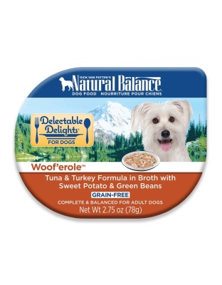 Natural Balance Pet Foods Delectable Delights Grain Free Wet Dog Food Woof'erole in Broth 2.75oz. (Case of 24)