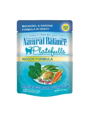 Natural Balance Pet Foods Ultra Platefulls Morsels in Gravy Indoor Wet Cat Food Mackerel & Sardine in Gravy 24ea/3 oz