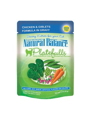 Natural Balance Pet Foods Ultra Platefulls Morsels in Gravy Wet Cat Food Chicken & Giblets in Gravy 24ea/3 oz